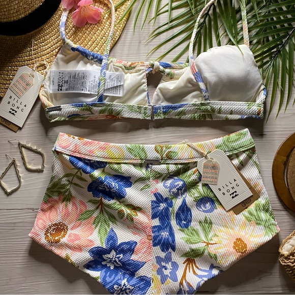 Billabong 🌼 Floral High Rise Avalon Short Bikini Bottom | Bralette Bikini Top - Picture 9 of 16